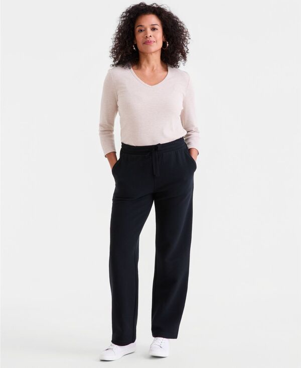 スタイルアンドコー レディース ボトムス カジュアルパンツ プチ Style & Co Petite Ottoman-Stitchedrawstring Pants Deep Black ブラック