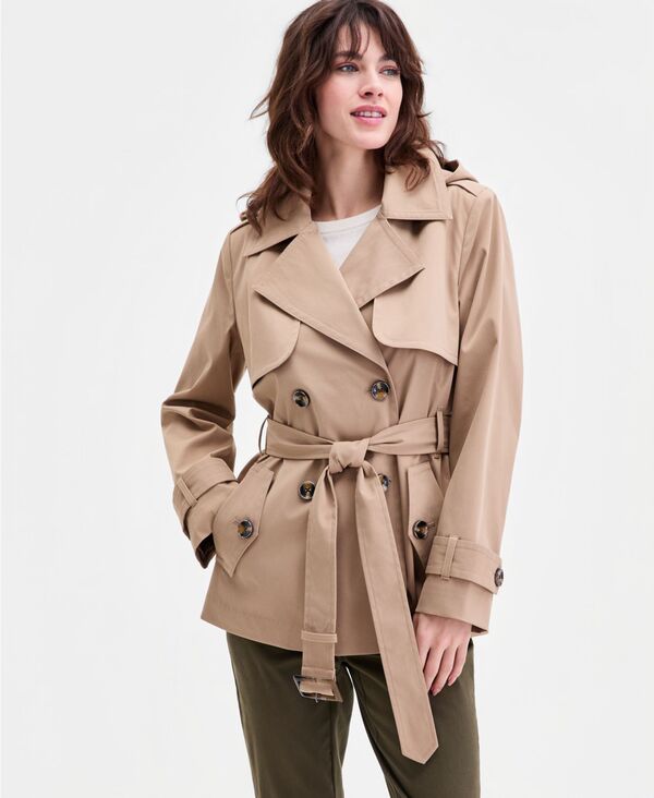 ロンドンフォグ レディース アウター 上衣・上衣 プチ 厚地の外套 London Fog Petite Short Double-Breasted Belted Trench Coat BRITISH KHAKI カーキ レディースファッション-コート・ジャケット