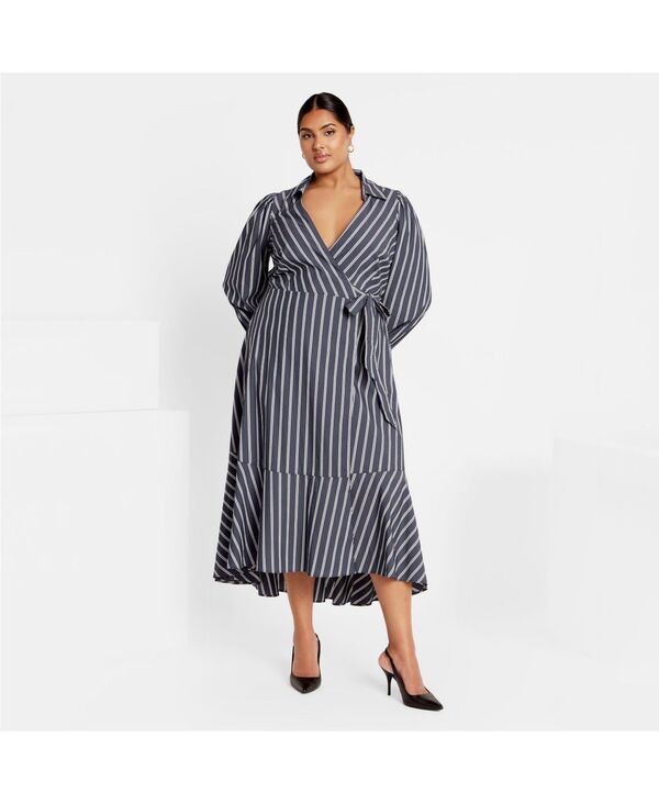 シティーシック レディース トップス ワンピース プラスサイズ CITY CHIC Plusize Selena Wrap Dress Navy ネイビー 16,086円