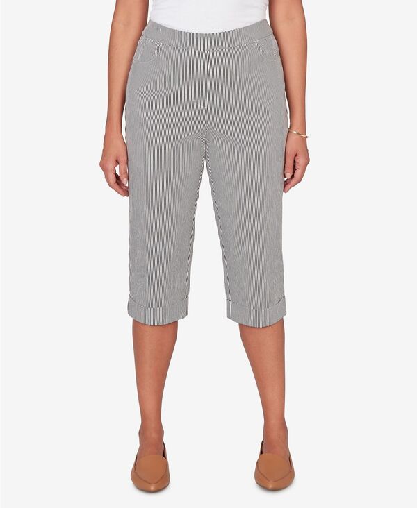 アルフレッド ダナー レディース ボトムス カジュアルパンツ プチ キャップ Alfredunner Petite Classic Stretch Stripe Clamdigger Capri Pants Black ブラック