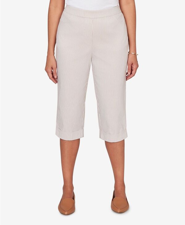 アルフレッド ダナー レディース ボトムス カジュアルパンツ プチ キャップ Alfredunner Petite Classic Stretch Stripe Clamdigger Capri Pants Tan タン