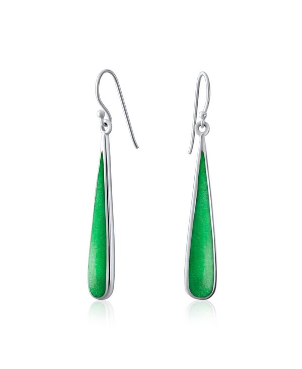 ブリング レディース アクセサリー ピアス・イヤリング Bling Jewelry Simple Green Agate Stabilized Turquoise Inlay Long Teardrop Danglearrings .925 Sterlingreen グリーン 17,235円