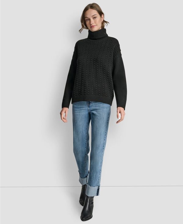 ダナキャランニューヨーク レディース アウター ニット・セータートルネック DKNY Jeans Women's Turtle Neck Bobble Stitch Long Sleeve Sweater Black ブラック