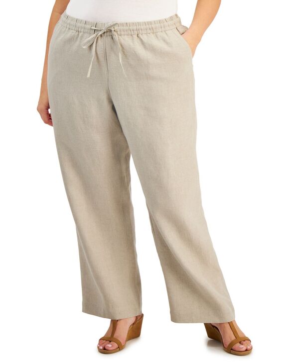 チャータークラブ レディース ボトムス カジュアルパンツ リネン Charter Club Women's 100% Linen Drawstring Pants Flax