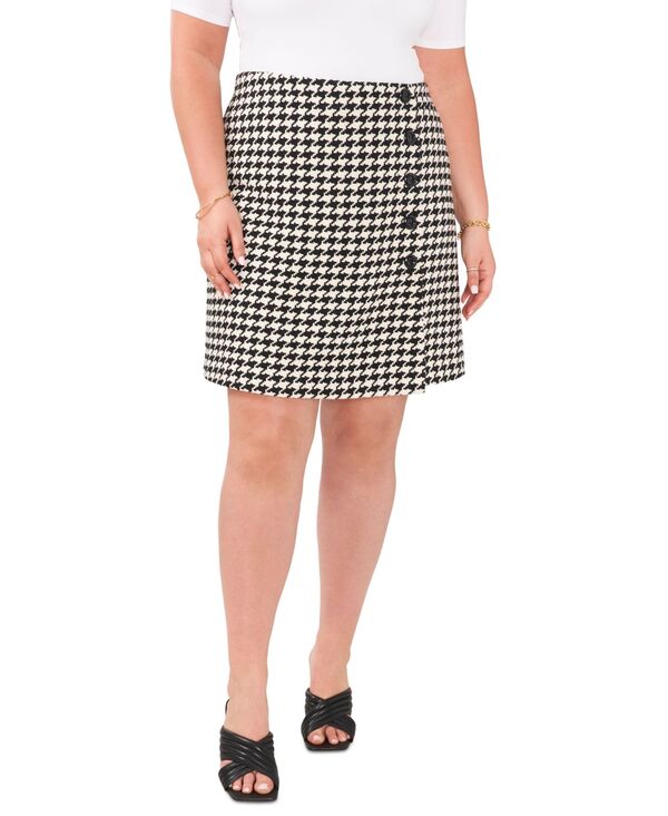 ヴィンスカムート レディース ボトムスカート プラスサイズ ミニ Vince Camuto Plusize Houndstooth Mini Skirt Rich Black ブラック