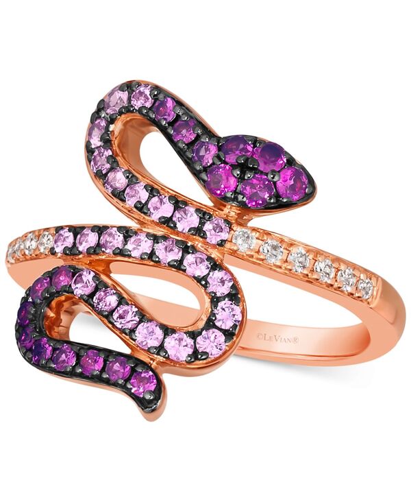 ル ヴァン レディース アクセサリー リング Le Vian Strawberry Ombr (5/8 ct.w.) & White Sapphire (1/10 ct.w.) Snake Ring in 14k Rose No Color ホワイト