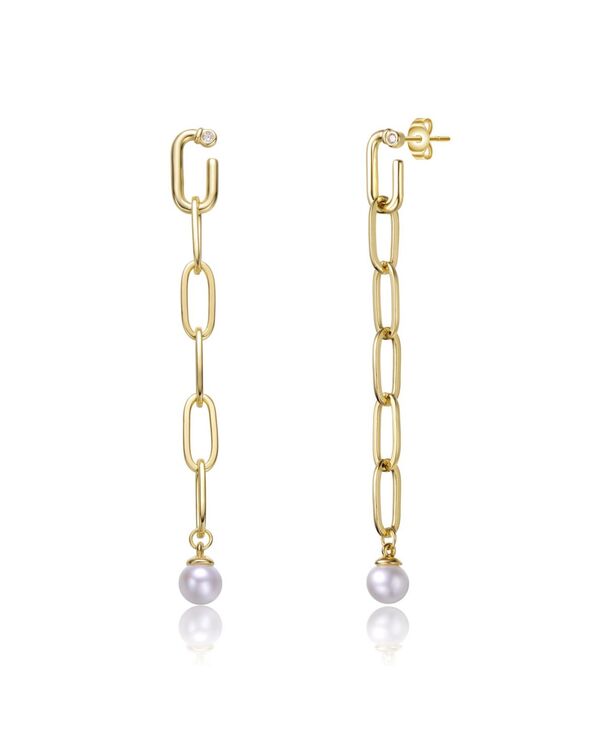 ジュネヴィヴェ レディース アクセサリー ピアス・イヤリング Genevive Sterling Silver 14K Gold Plated Genuine Freshwater Pearl and Cubic Zirconia Drop Butterfly Earrings Gold ゴールド 18,235円