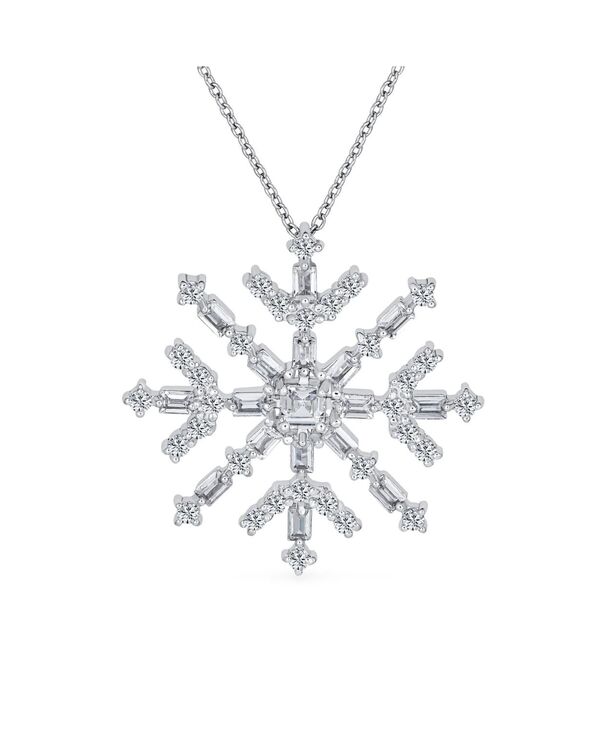 ブリング レディース アクセサリー ネックレス・チョーカー・ペンダントトップ レース Bling Jewelry Large Sparkling Snowflake Cubic Zirconia CZ Branch Necklace Pendant Sterling Silver for Holiday Winter Party Silver シルバー