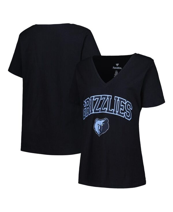 プロファイル レディース トップス Tシャツ Vネック プラスサイズ ロゴ Profile Women's Black Memphis Grizzlies Plusize Arch Over Logo V-Neck T-shirt Black ブラック