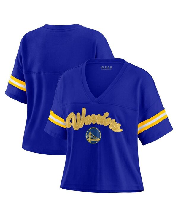ウェア バイ エリン アンドルーズ レディース トップス Tシャツ Vネック プラスサイズ WEAR by Erin Andrews Women's Royal Golden State Warriors Plusize Color Block Boxy V-Neck T-Shirt Royal