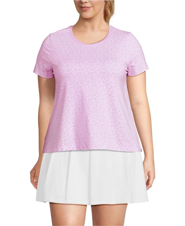 ランズエンド レディース トップス シャツ クルーネック プラスサイズ Lands' End Plusize Power Performance Short Sleeve Crewneck Tee Wild lilac phlox floral ライラック