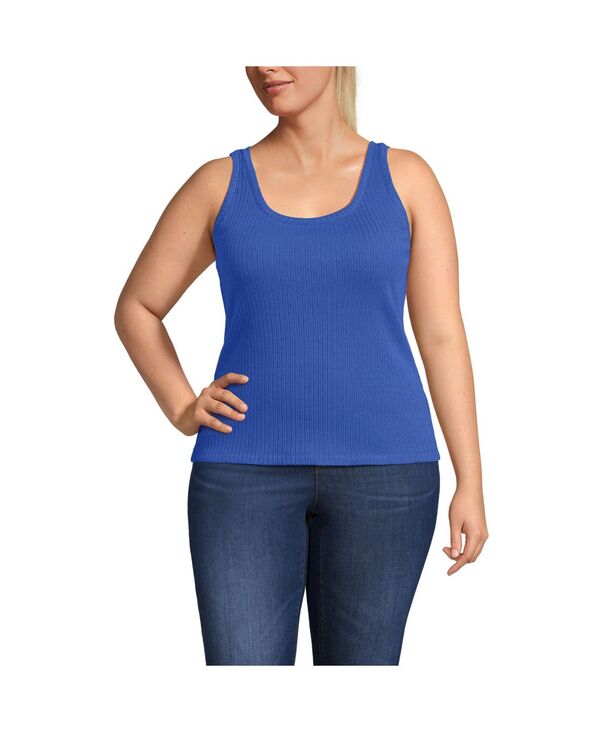 ランズエンド レディース トップス シャツ プラスサイズ Lands' End Plusize Pointelle Rib UNeck Tank Blue breeze ブルー 8,455円
