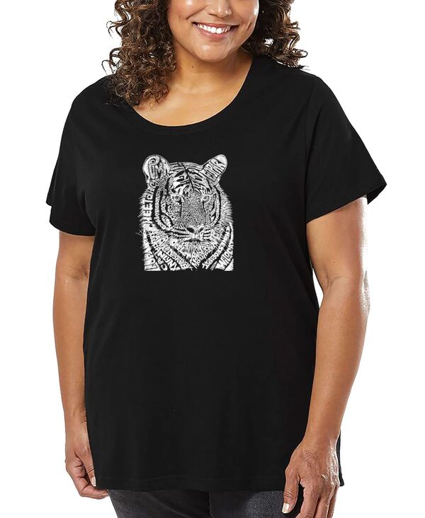 エルエーポップアート レディース トップス Tシャツ プラスサイズ LA Pop Art Plusize Big Cats Word Art-Shirt Black ブラック