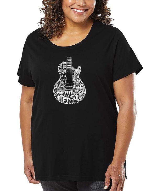 エルエーポップアート レディース トップス Tシャツ プラスサイズ LA Pop Art Plusize Rock Guitar Head Word Art-Shirt Black ブラック