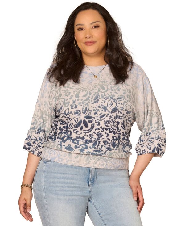 デモクラシー レディース アウター ニット・セーター プラスサイズ Democracy Plusize 3/4-Length Dolman Blouson Sleeve Pull-On Sweater Enchanted Blue Multi ブルー 12,760円