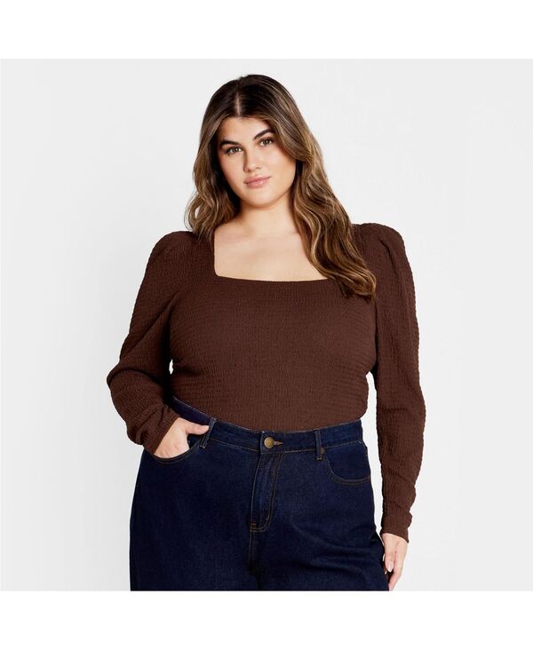 シティーシック レディース トップス シャツ プラスサイズ CITY CHIC Plusize Mysteria Top Chocolate チョコレート