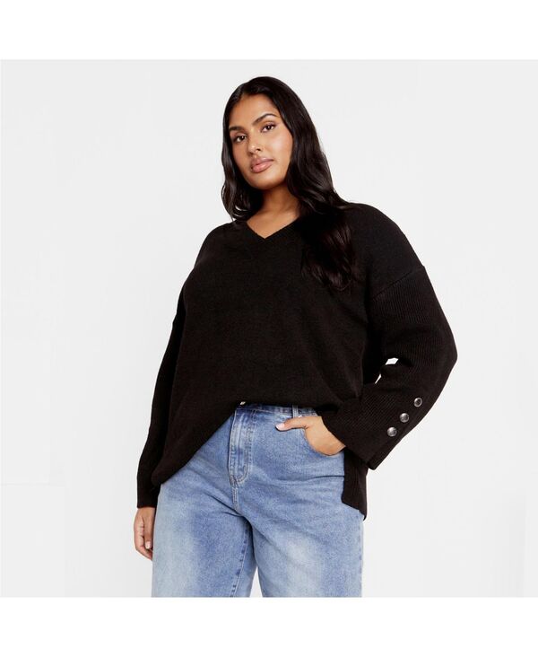 シティーシック レディース アウター ニット・セーター プラスサイズ CITY CHIC Plusize Jamie Sweater Black ブラック｜ReVida 店