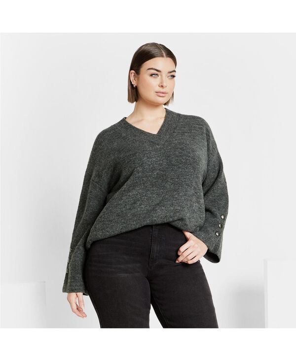 シティーシック レディース アウター ニット・セーター プラスサイズ CITY CHIC Plusize Jamie Sweater Grey グレー