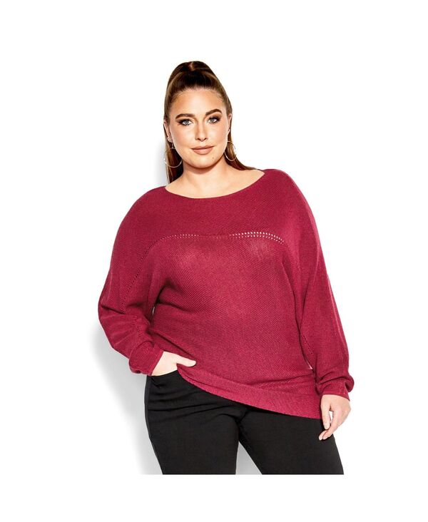 シティーシック レディース アウター ニット・セーター プラスサイズ CITY CHIC Plusize Romance Sweatered レッド 15,194円