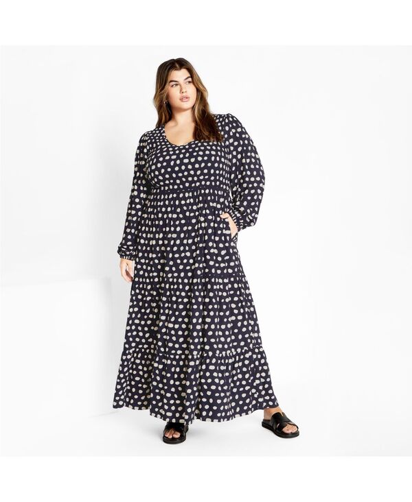 シティーシック レディース トップス ワンピース プラスサイズ プリント マキシ CITY CHIC Plusize Jayden Print Maxi Dresspot｜ReVida 店