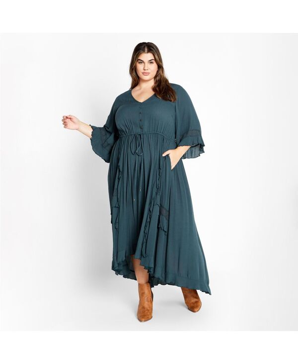 シティーシック レディース トップス ワンピース プラスサイズ CITY CHIC Plusize Cadence Dress Teal ティール｜ReVida 店