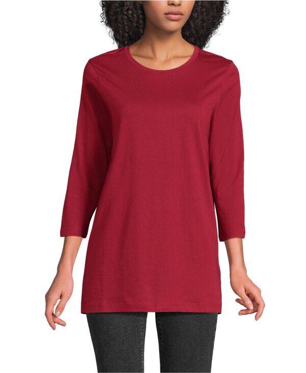 ランズエンド レディース トップス シャツ コットン Lands' End Women's 3/4 Sleeve Cotton Supima Tunic Regal garnet