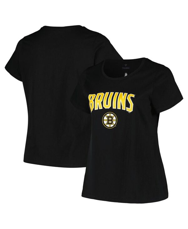 プロファイル レディース トップス Tシャツ プラスサイズ ロゴ Profile Women's Black Boston Bruins Plusize Arch Over Logo T-shirt Black ブラック