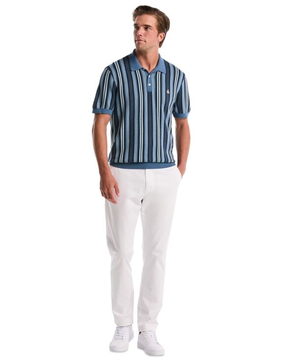 オリジナルペンギン メンズ アウター ニット・セーター ポロシャツ Original Penguin Men Vertical Striped Slim-Fit Polo Sweater Copen Blue ブルー