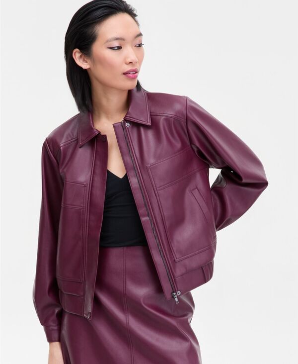 アイ.エヌ.シー インターナショナル コンセプト レディース アウター ジャケット・ブルゾン レザー I.N.C. International Concepts Women's Faux-Leather Bomber Jacket Port Royale|ReVida 店