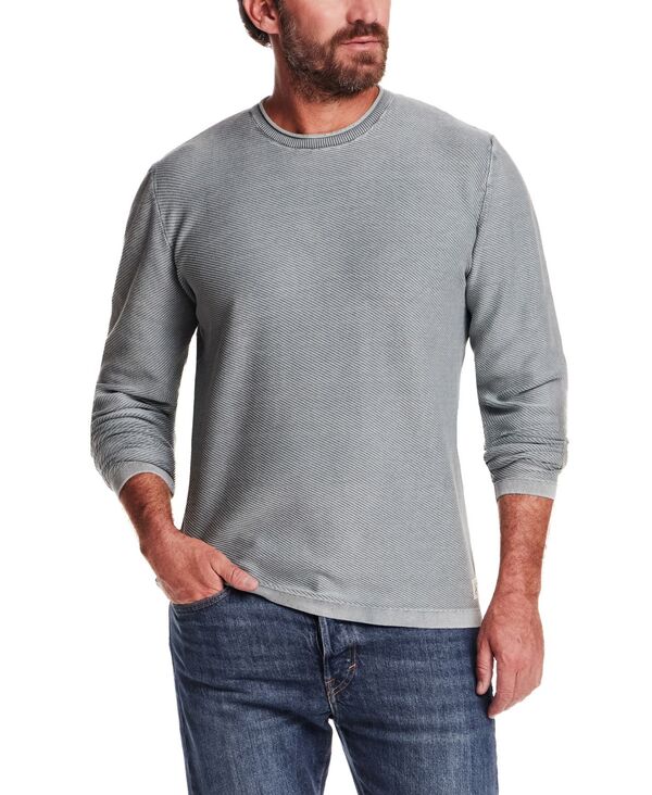 ウェザープルーフ メンズ アウター 編み物・スウェーター 労働者の一団素っ首 長袖 Weatherproof Vintage Men\u0027s Long-Sleeve Crewneck Twill Stonewash Sweater Flint