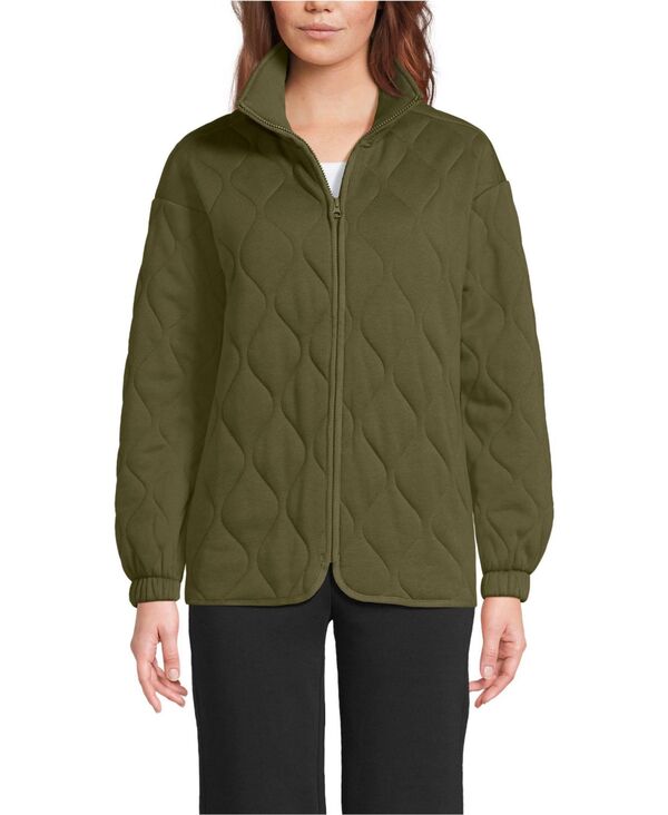 ランズエンド レディース アウター ジャケット・ブルゾン キルティング Lands End Women RainDefenseriousweats Quilted Full Zip Jacket Olive drab オリーブ