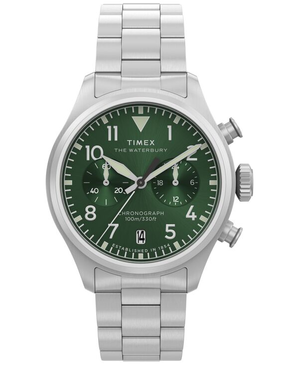 タイメックス メンズ アクセサリー 腕時計 Tシャツ Timex Men's Chronograph Silver-Tone Stainlessteel Watch 41mm Silver シルバー