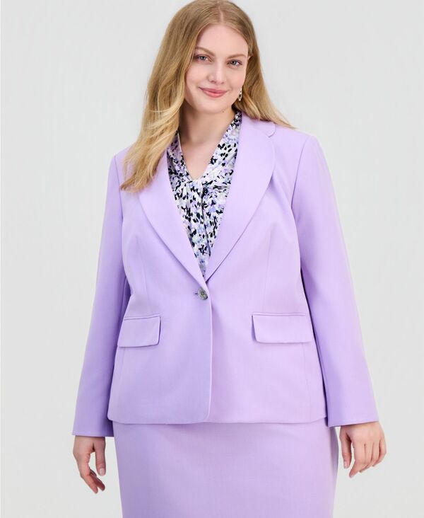 カスパール レディース アウター ジャケット・ブルゾン プラスサイズ Kasper Plusize Petalapel One-Button Jacket Lavender Mist ラベンダー