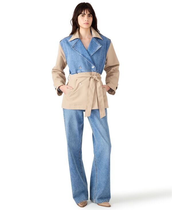 スティーブ マデン レディース アウター ジャケット・ブルゾン コート クロップド Steve Madden Women Cropped Trench Coat Savannah Tan タン