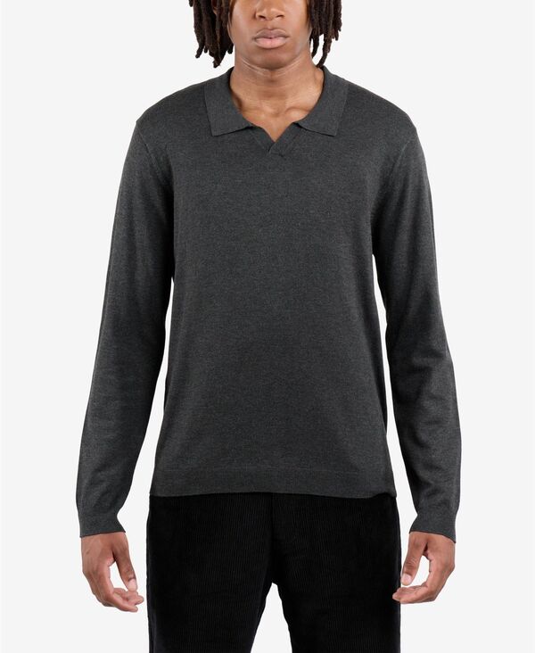 エックスレイ メンズ アウター ニット・セーター ポロシャツ XRAY Men's Long Sleeve Sweater Johnny Collar Polo Heather charcoal チャコール