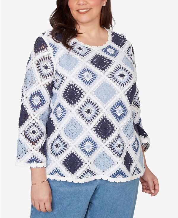 アルフレッド ダナー レディース アウター ニット・セーター プラスサイズ Alfredunner Plusize Austin Diamond Crochet Sweater Blue ブルー