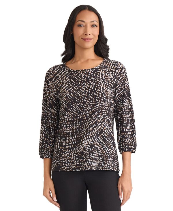 ジョーンズニューヨーク レディース トップス シャツ プリント Jones New York Women's Printed Top Jones Black Combo ブラック