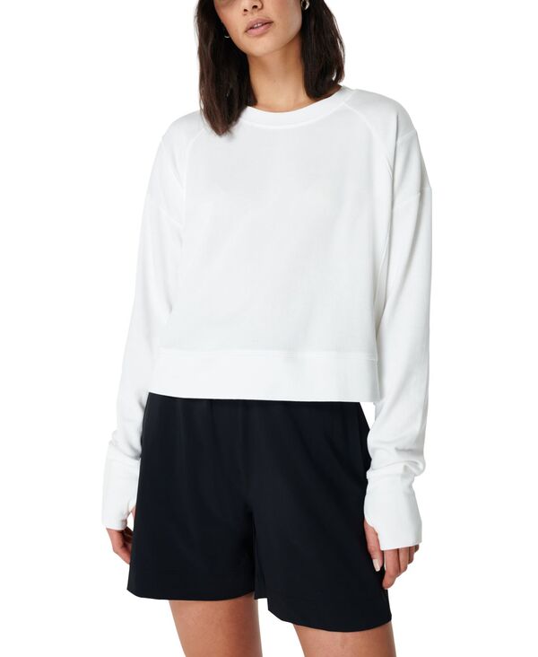 スウェッティベティ レディース アウター パーカー・スウェット シャツ クロップド Sweaty Betty Women's After Class Cropped Sweatshirt Lily White ホワイト｜ReVida 店