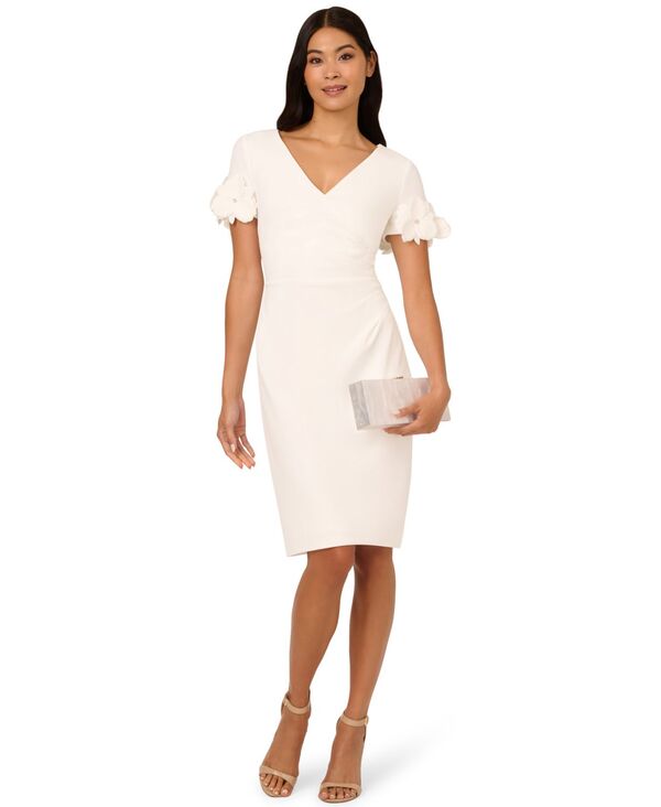 アドリアナ パペル レディース トップス ワンピース Adrianna Papell Women's Embellished-Sleeve Sheath Dress Ivory アイボリー