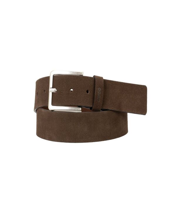 ヒューゴボス メンズ 付属品 胴締め 刷り上げる なめし革 ロゴタイプ Hugo Boss Men\u0027s Printed Logo Casualeather Belt Dark Brown 赤銅色