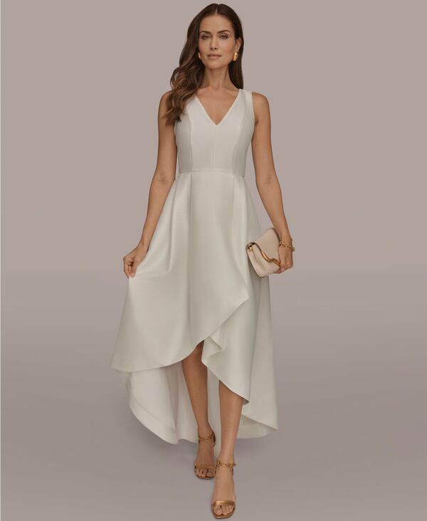 ダナ キャラン ニューヨーク レディース トップス ワンピース Vネック アシンメトリー ノースリーブ Donna Karanew York Women'sleeveless Asymmetrical V-Neck Ball Gown Cream クリーム