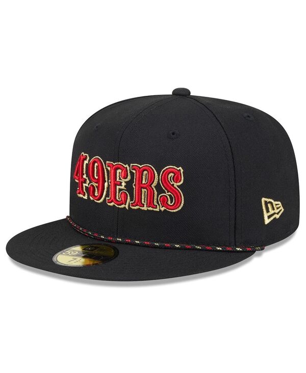 ニューエラ メンズ アクセサリー 帽子 New Era Men's Black San Francisco 49ers 2025 Rivalries Collection Sideline Rope 59FIFTY Fitted Hat Black ブラック|ReVida 店
