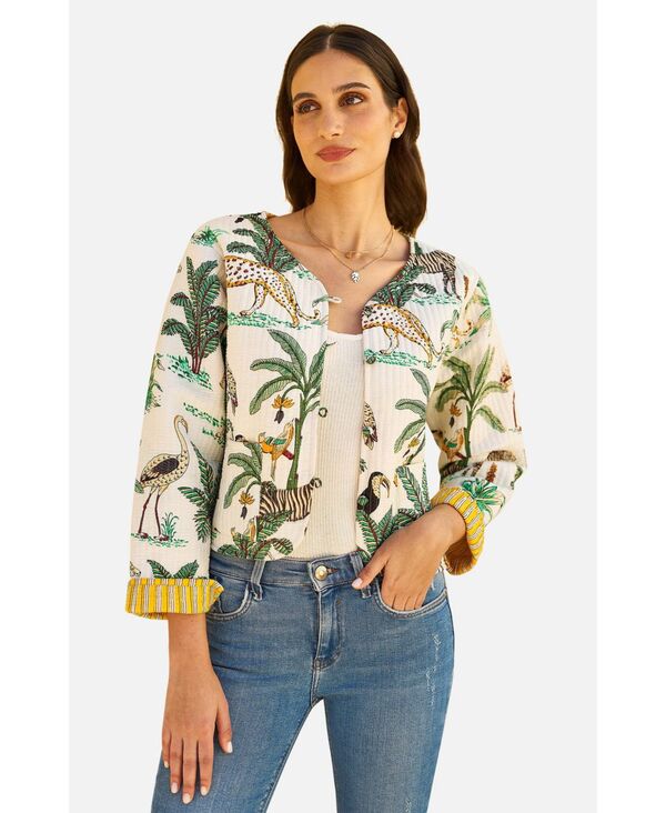 ユミキム レディース アウター ジャケット・ブルゾン キルティング クロップド Yumi Women's Animal Reversible Cropped Quilted Jacket White ホワイト
