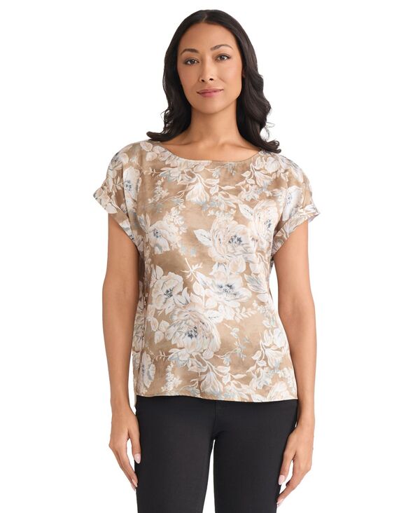 ジョーンズニューヨーク レディース トップス シャツ Jones New York Women's Button Detail Top Mocha Sand モカ