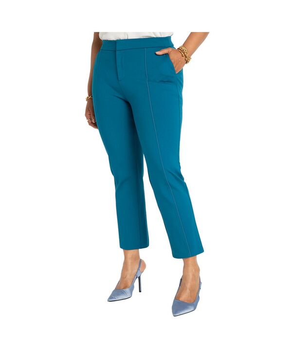エロクイ レディース ボトムス カジュアルパンツ プラスサイズ プチ ELOQUII Women's Plusize Petite The Ultimate Stretch Slim Leg Pant Moroccan blue ブルー|ReVida 店