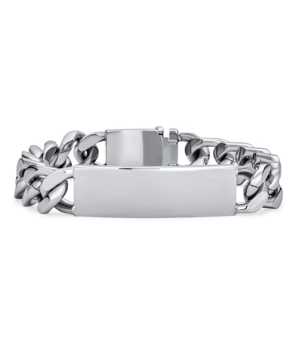ブリング レディース アクセサリー 腕時計 Tシャツ Bling Jewelry Identification ID Bracelet Cuban Link Chain Stainlessteel Silver tone シルバー