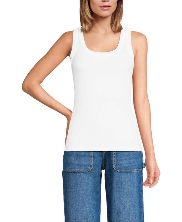 ランズエンド レディース トップス シャツ Lands' End Women's Drapey Rib Fitted Tank Top White ホワイト