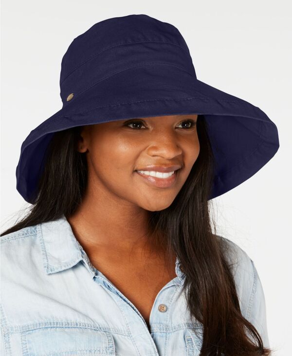 スカラ レディース 添え物 かぶり笠 綿織物 Scala Cotton Big Brim With Inner Drawstring Navy 米国海軍
