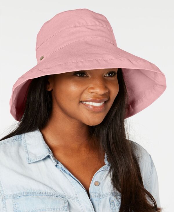 スカラ レディース 添え物 かぶり笠 綿織物 Scala Cotton Big Brim With Inner Drawstring Pink サクラ色