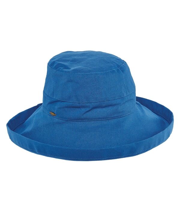 スカラ レディース 添え物 かぶり笠 綿織物 Scala Cotton Big Brim With Inner Drawstring Royal